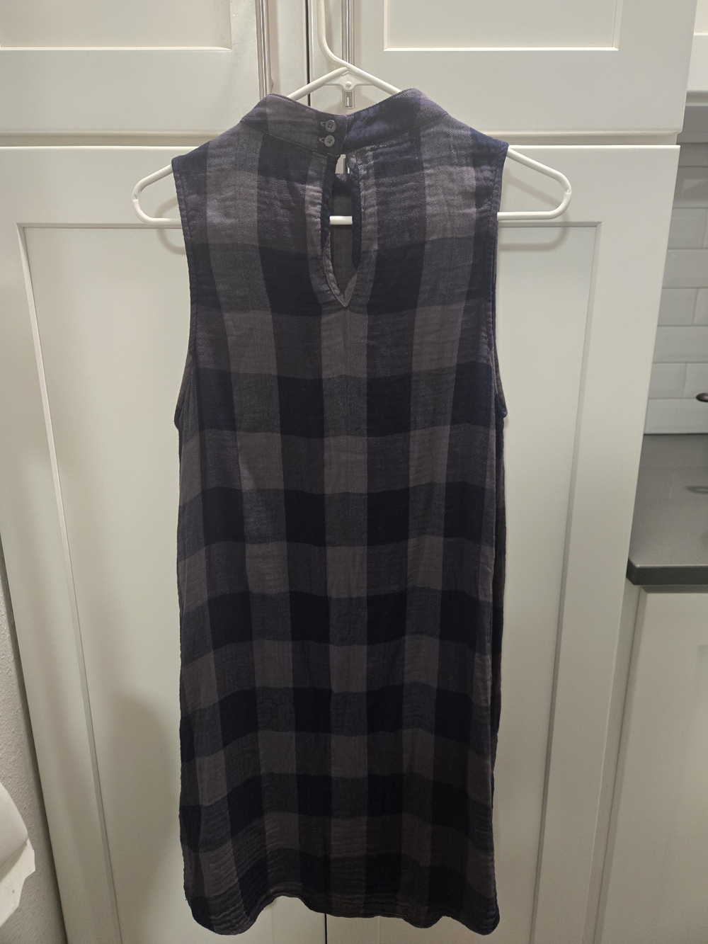 cloth & stone Sleeveless Midi Dress in Navy and Gray Plaid - Picture 2 of 6